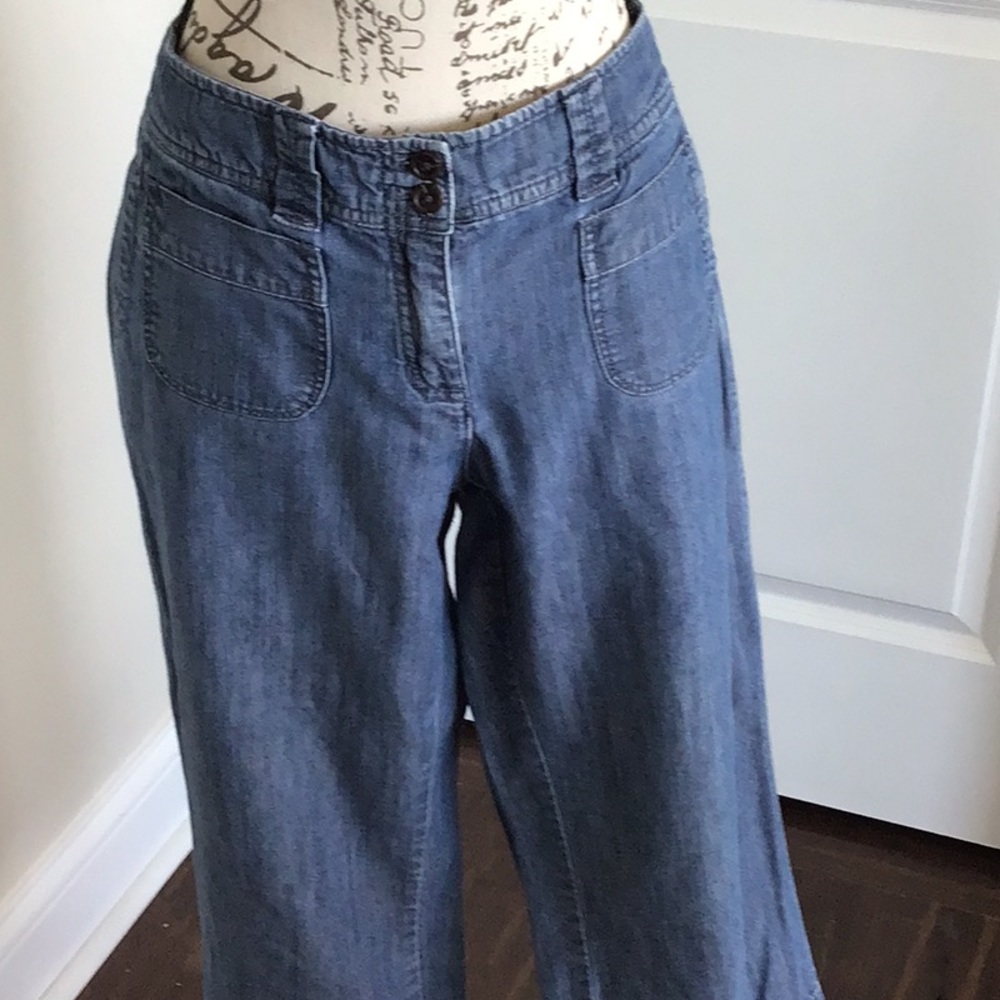 NY & Co denim wide leg lightweight capri pants Sz 8